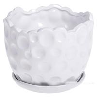 Горшок с поддоном "Кратеры" (керамика), D14xH11 см