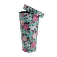 Коробка-кашпо "Конус/Цветы" без ручки с крышкой, D9,5xH18 см 