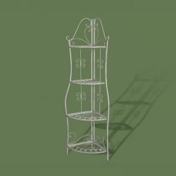 Этажерка угловая четырехэтажная волнистая, цвет Белый