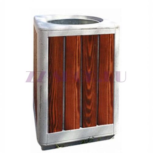 Урна бетонная с отделкой деревом «Лотос»