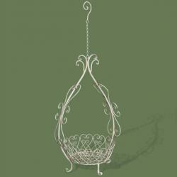 Кованое кашпо подвесное напольное, цвет Белый